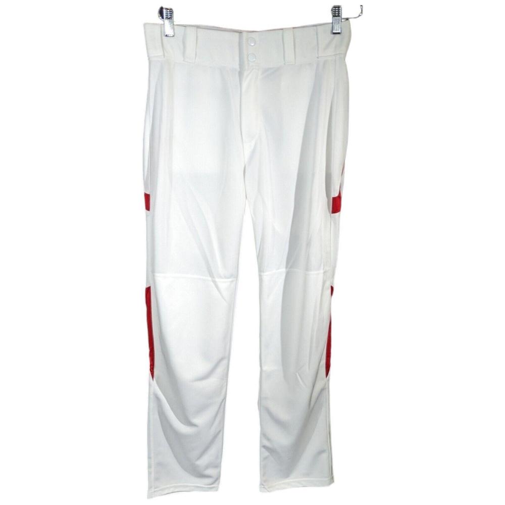 Mens Large White Baseball Pants Adult Red Side and Back Pockets Alleson 33x33 L